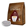 Kaffekapslen Strong 36 package and pods for Senseo