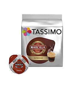 Marcilla Espresso package and capsule for Tassimo